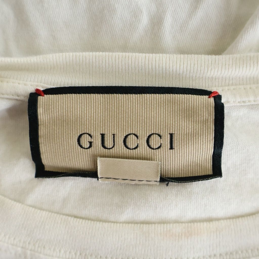 Gucci Front Logo Print Crew Neck Short Sleeve Top T-Shirt White — view 6