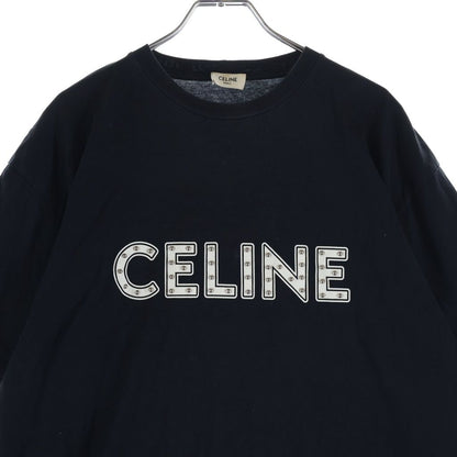 Celine Studs Logo Tee Studded T-Shirt Crew Neck Short Sleeve Black — view 3
