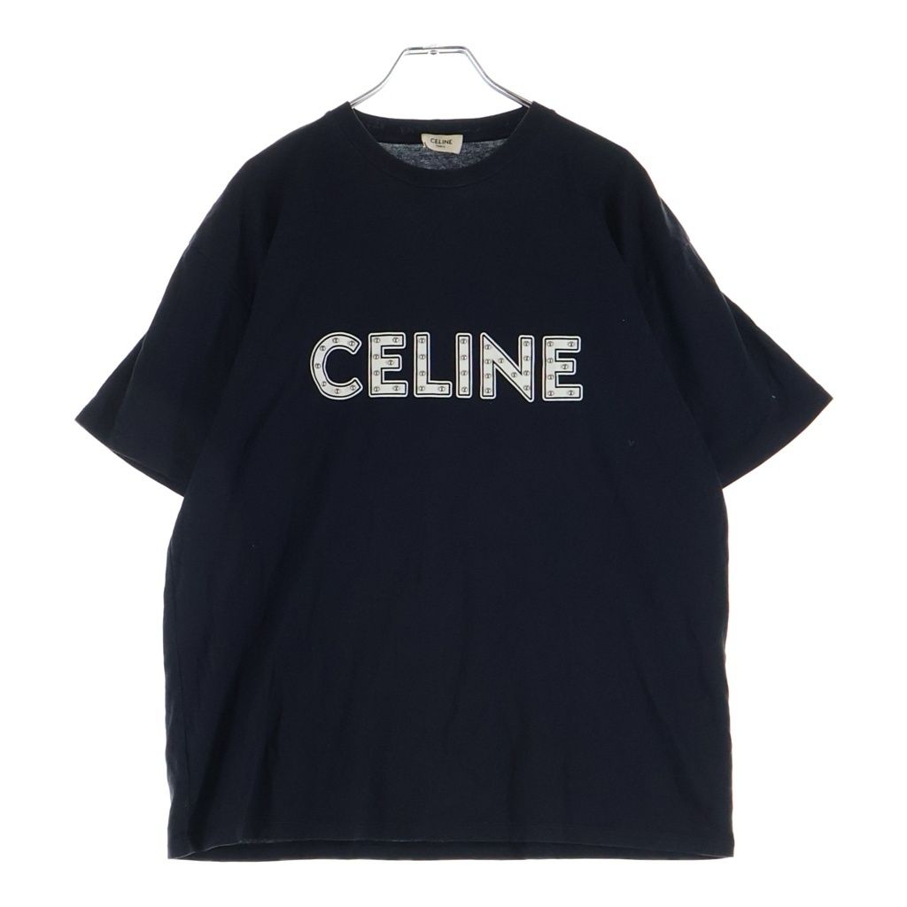 Celine Studs Logo Tee Studded T-Shirt Crew Neck Short Sleeve Black
