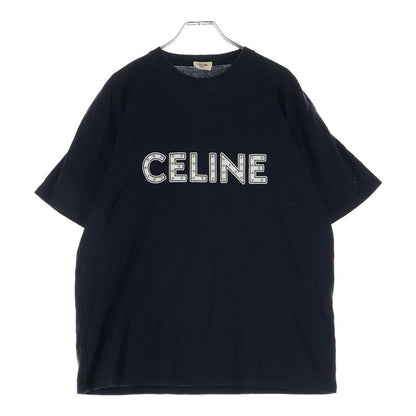 Celine Studs Logo Tee Studded T-Shirt Crew Neck Short Sleeve Black