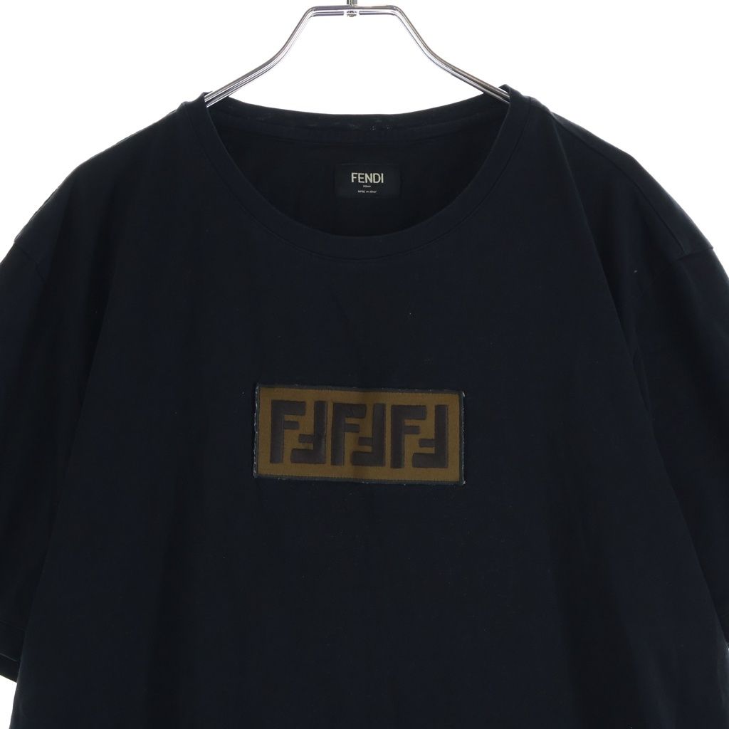 Fendi FF Box Logo Crew Neck Short Sleeve Top T-Shirt Black — view 3