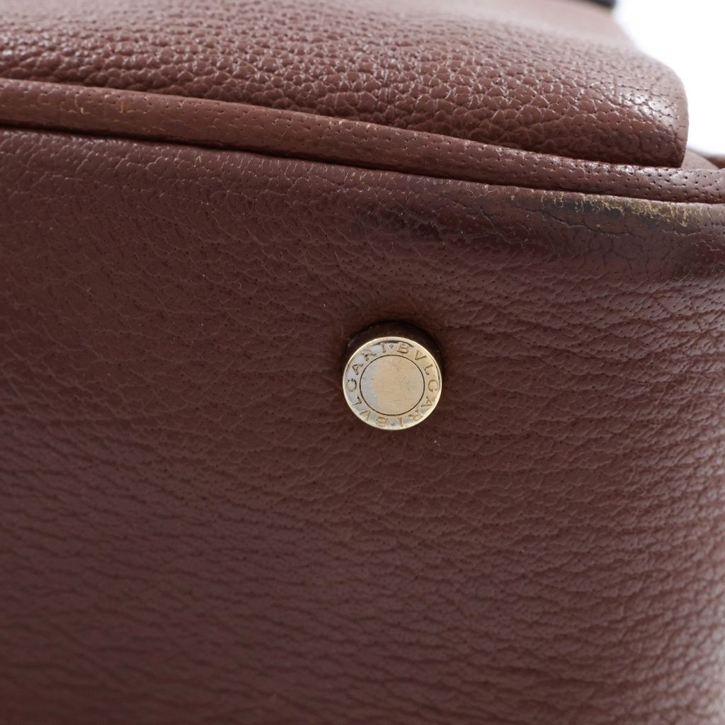 Bvlgari Maxilettare 2-Way Tote Bag Brown Leather — view 7