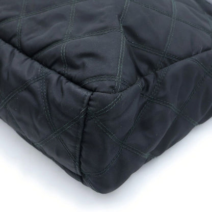 Prada Triangle Logo Quilted Tote Bag Leather Nylon Silver — view 5