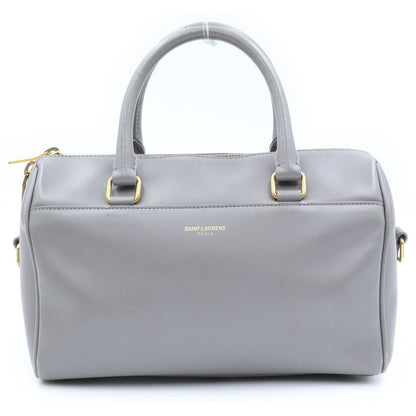 Saint Laurent Paris Duffle 2-Way Shoulder Bag Gray Leather Gold