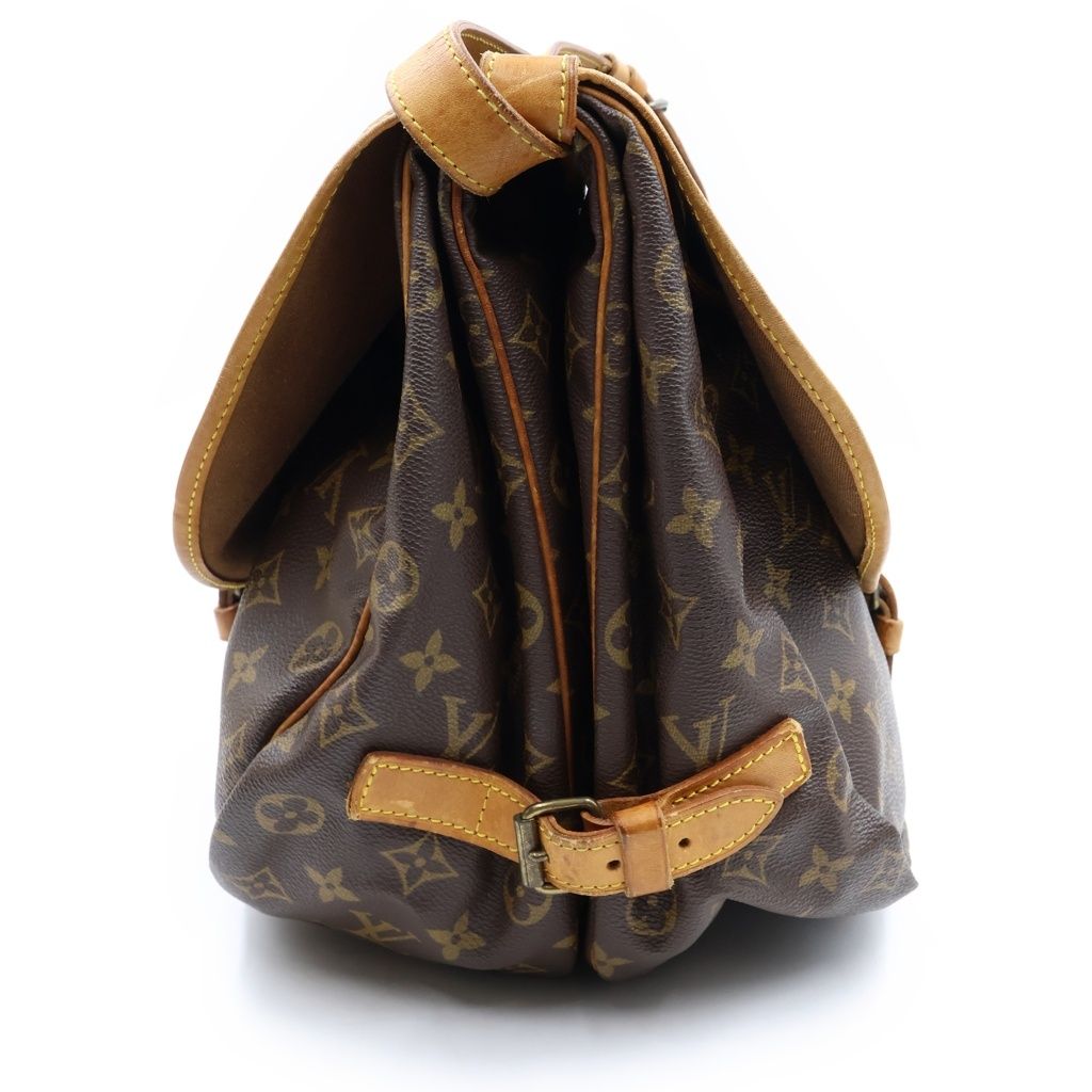 Louis Vuitton Monogram Saumur 35 Shoulder Bag Brown Leather Gold — view 3
