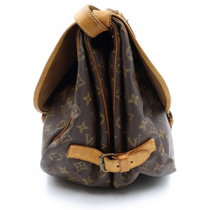 Louis Vuitton Monogram Saumur 35 Shoulder Bag Brown Leather Gold — view 3