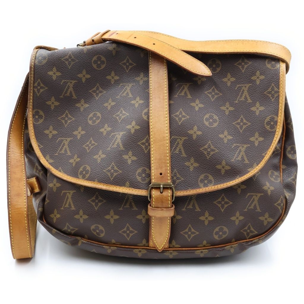 Louis Vuitton Monogram Saumur 35 Shoulder Bag Brown Leather Gold — view 2
