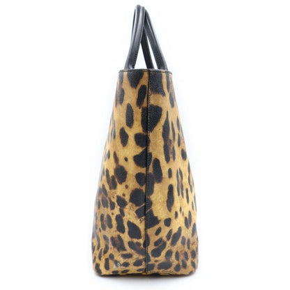 Dolce & Gabbana Leopard Print Tote Bag Leather Brown Black — view 3