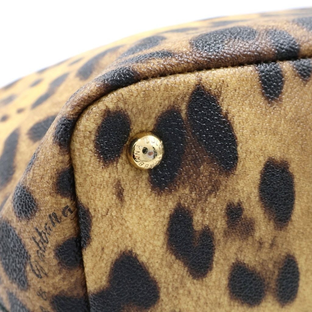 Dolce & Gabbana Leopard Print Tote Bag Leather Brown Black — view 6