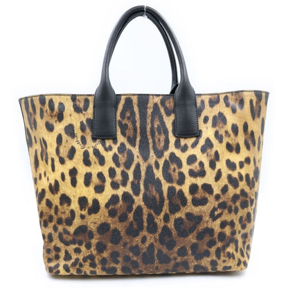 Dolce & Gabbana Leopard Print Tote Bag Leather Brown Black — view 2