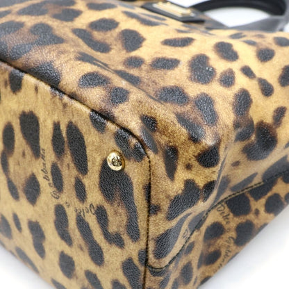 Dolce & Gabbana Leopard Print Tote Bag Leather Brown Black — view 5