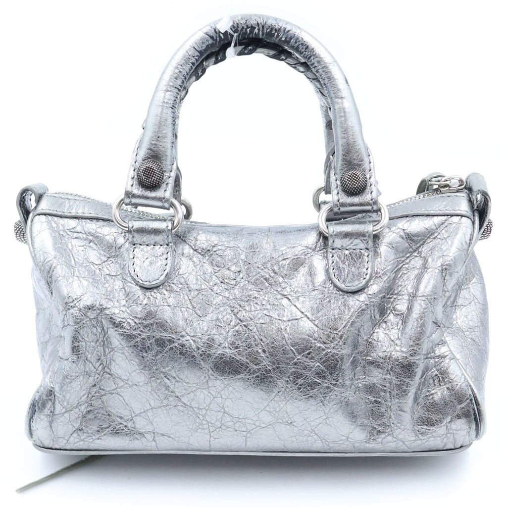 Balenciaga le Cagole Mini Duffle 2-Way Mini Shoulder Bag Silver Leather — view 2
