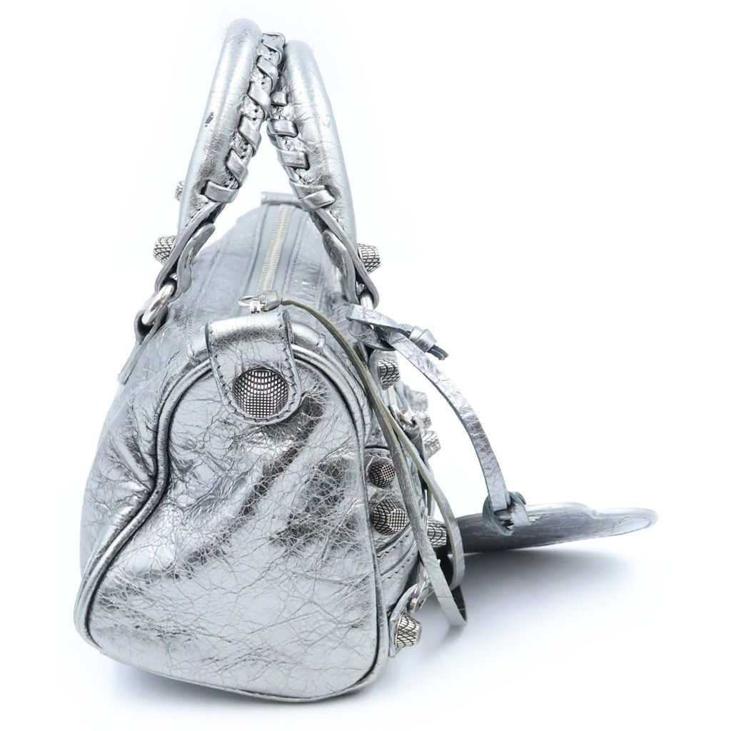 Balenciaga le Cagole Mini Duffle 2-Way Mini Shoulder Bag Silver Leather — view 3