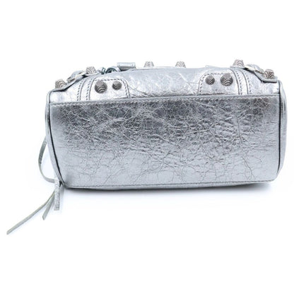Balenciaga le Cagole Mini Duffle 2-Way Mini Shoulder Bag Silver Leather — view 4