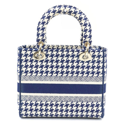 Dior Lady D-lite Light Medium 2-Way Shoulder Bag Navy White Canvas — view 2