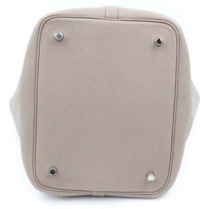 Hermes Picotin Lock MM Gris Asphalt Taurillon Maurice Leather Handbag Silver Beige — view 4