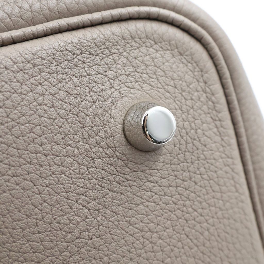 Hermes Picotin Lock MM Gris Asphalt Taurillon Maurice Leather Handbag Silver Beige — view 6
