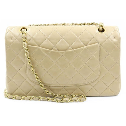 Chanel Quilted 25 Double Flap Chain Shoulder Bag Beige Lambskin Gold — view 2