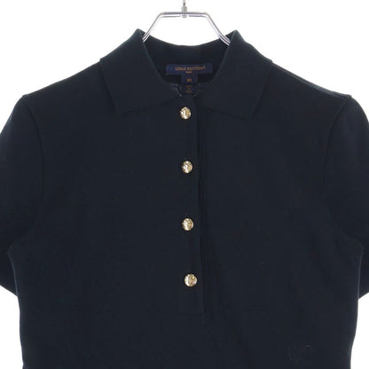 Louis Vuitton Gold Color Snap Button Monogram Pique Polo Dress Cotton Dress Black — view 3