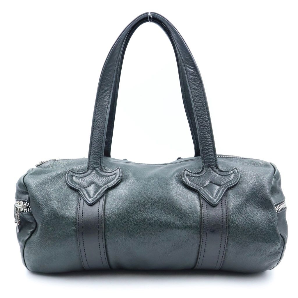 Chrome Hearts Duffle Tiny Dagger Zip Leather Boston Bag Black