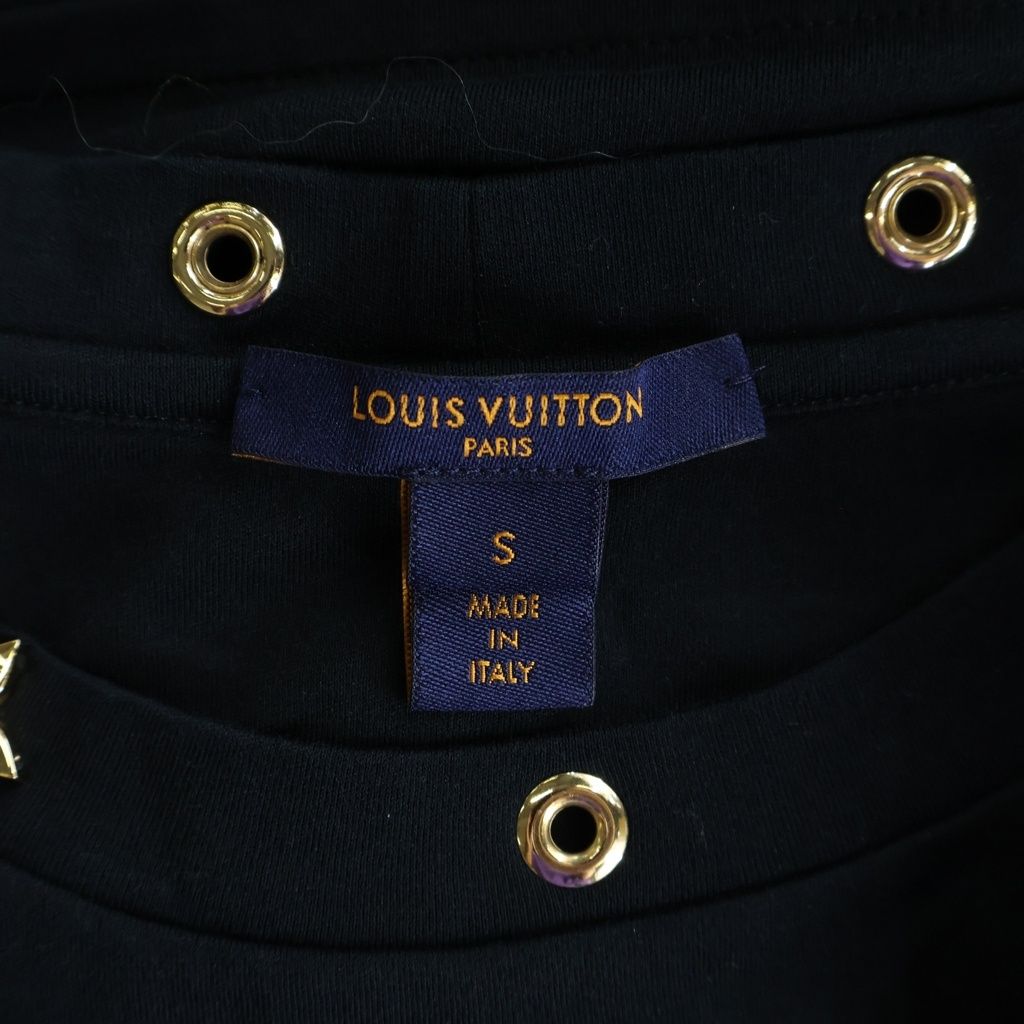 Louis Vuitton Neck Decoration Top Ruffle Dress Black — view 6