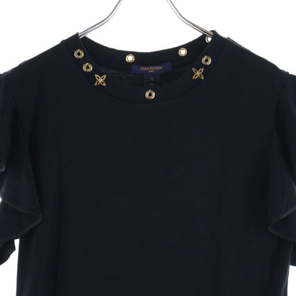 Louis Vuitton Neck Decoration Top Ruffle Dress Black — view 3