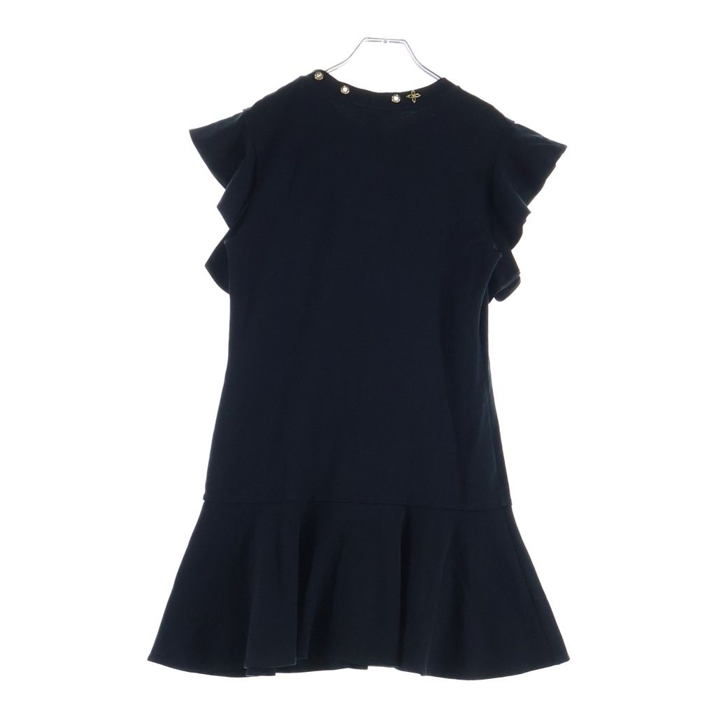 Louis Vuitton Neck Decoration Top Ruffle Dress Black — view 2