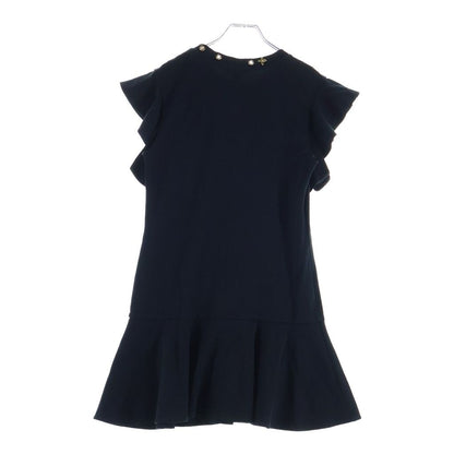 Louis Vuitton Neck Decoration Top Ruffle Dress Black — view 2