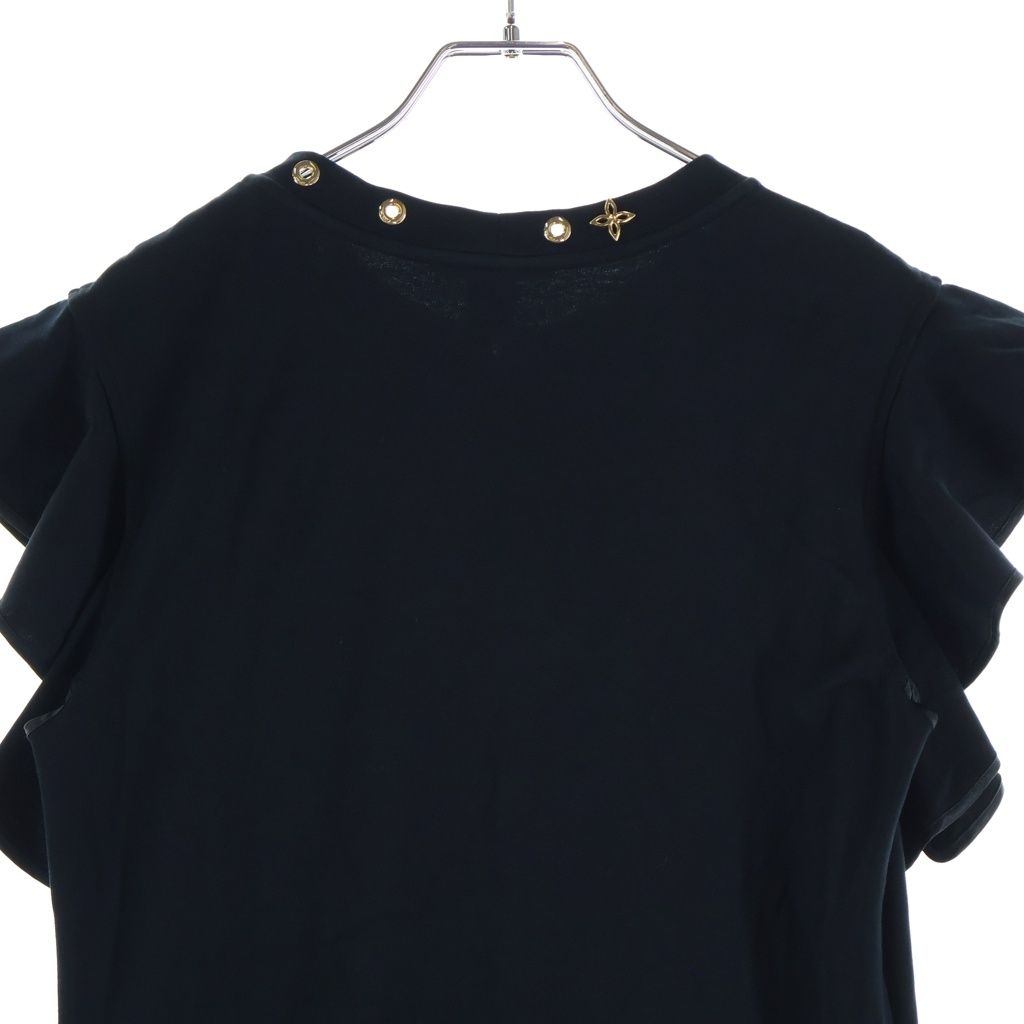 Louis Vuitton Neck Decoration Top Ruffle Dress Black — view 4