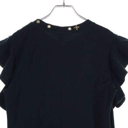 Louis Vuitton Neck Decoration Top Ruffle Dress Black — view 4