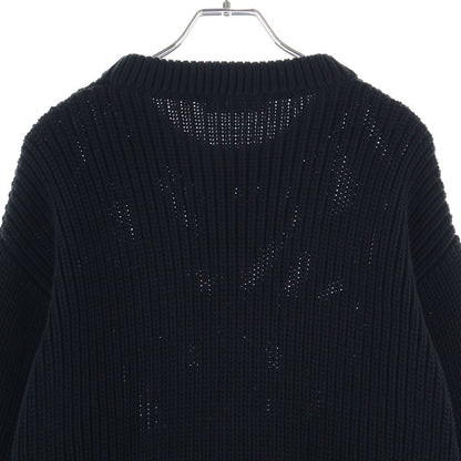 Prada Logo Cotton Crew Neck Knit Sweater Black — view 4