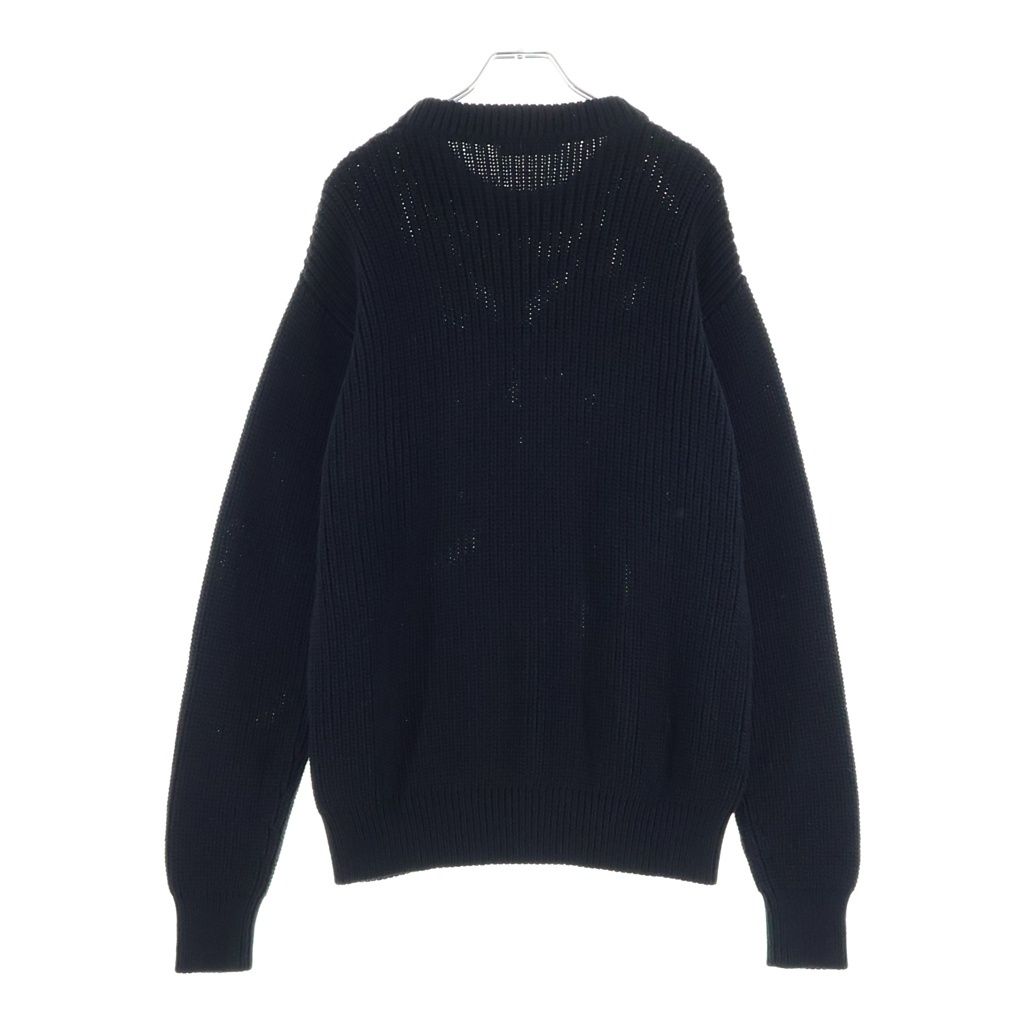 Prada Logo Cotton Crew Neck Knit Sweater Black — view 2