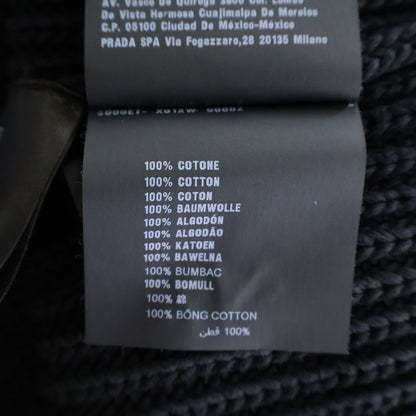 Prada Logo Cotton Crew Neck Knit Sweater Black — view 7