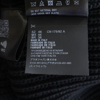 Prada Logo Cotton Crew Neck Knit Sweater Black — view 8