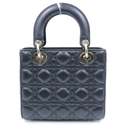 Dior Lady Dior Small 2-Way Shoulder Bag Black Leather Gold — view 2