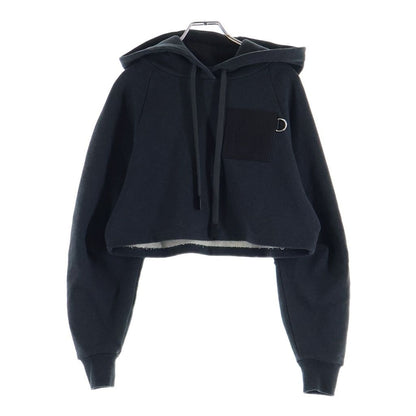 Loewe Leather Anagram Patch Cropped Cotton Hoodie Pullover Sweatshirt Gray