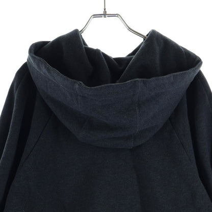 Loewe Leather Anagram Patch Cropped Cotton Hoodie Pullover Sweatshirt Gray — view 4