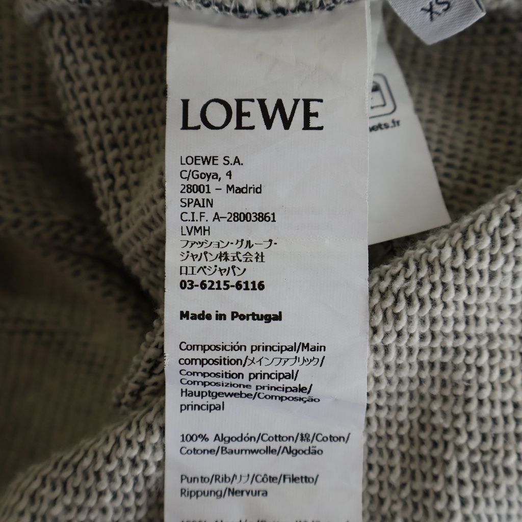 Loewe Leather Anagram Patch Cropped Cotton Hoodie Pullover Sweatshirt Gray — view 8