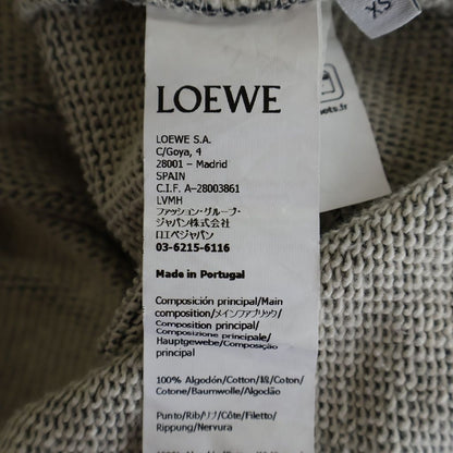 Loewe Leather Anagram Patch Cropped Cotton Hoodie Pullover Sweatshirt Gray — view 8