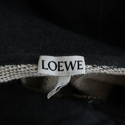 Loewe Leather Anagram Patch Cropped Cotton Hoodie Pullover Sweatshirt Gray — view 7