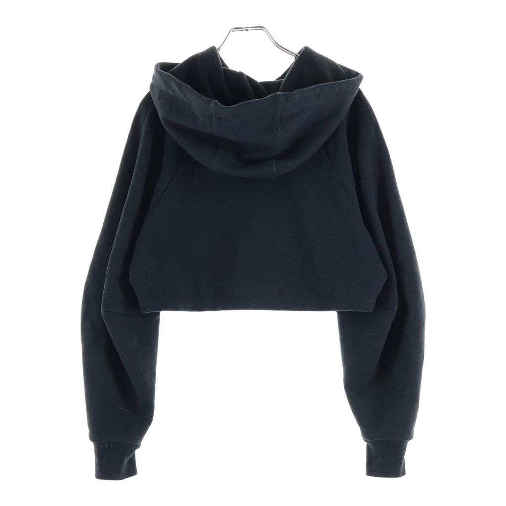 Loewe Leather Anagram Patch Cropped Cotton Hoodie Pullover Sweatshirt Gray — view 2
