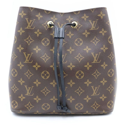 Louis Vuitton Monogram Neo Noe Shoulder Bag Brown Black Leather Gold