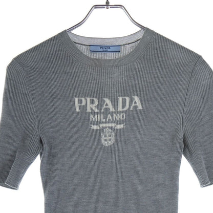 Prada Logo Silk Crew Neck Sweater Gray — view 3