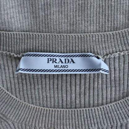 Prada Logo Silk Crew Neck Sweater Gray — view 6