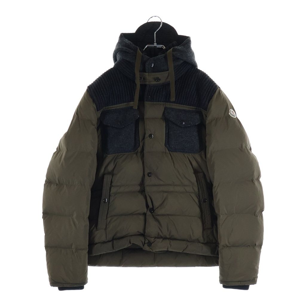 Moncler Leblond les Blanc Wool Switch Nylon Down Jacket Khaki