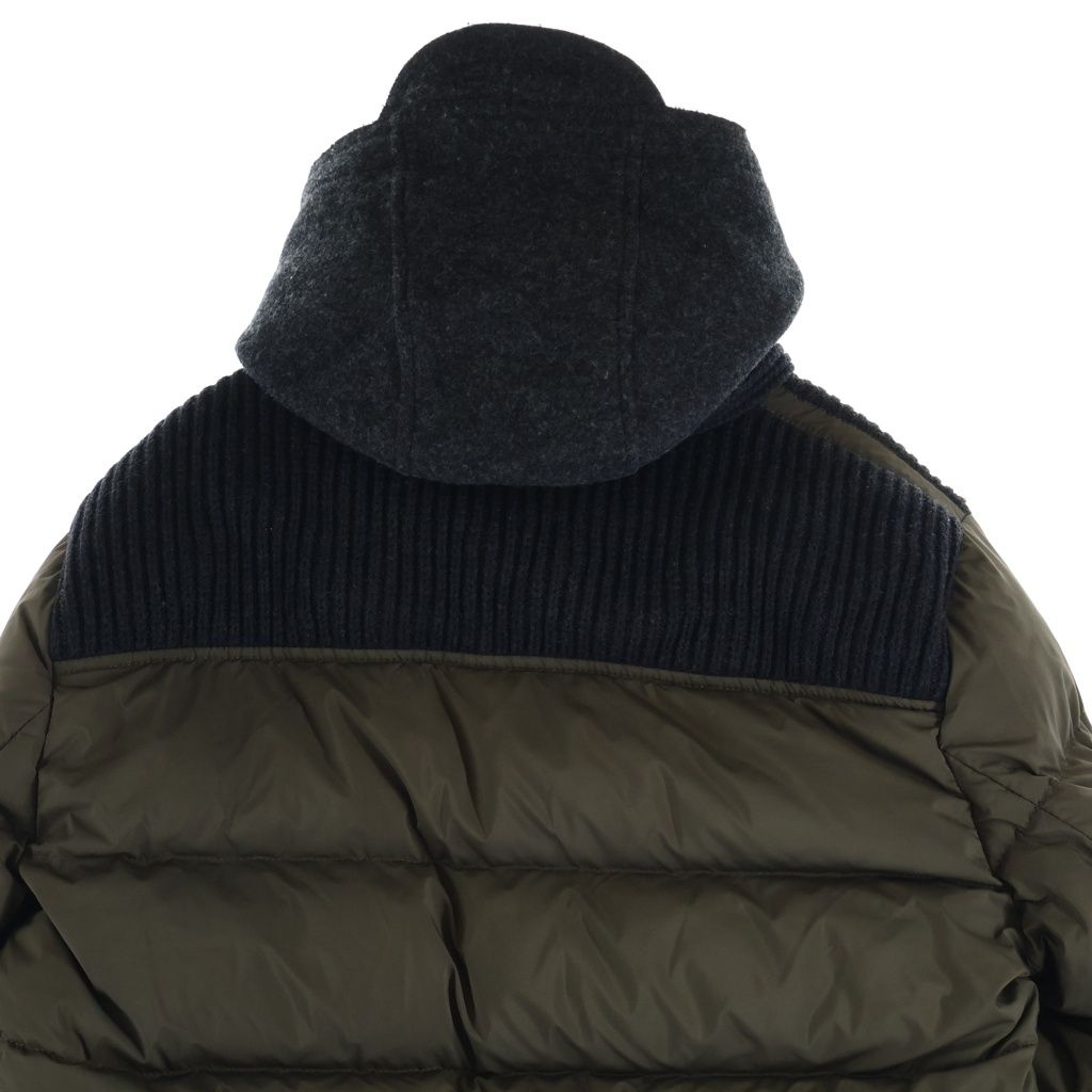 Moncler Leblond les Blanc Wool Switch Nylon Down Jacket Khaki — view 4