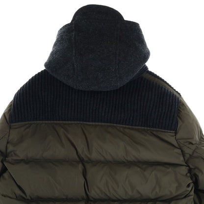 Moncler Leblond les Blanc Wool Switch Nylon Down Jacket Khaki — view 4