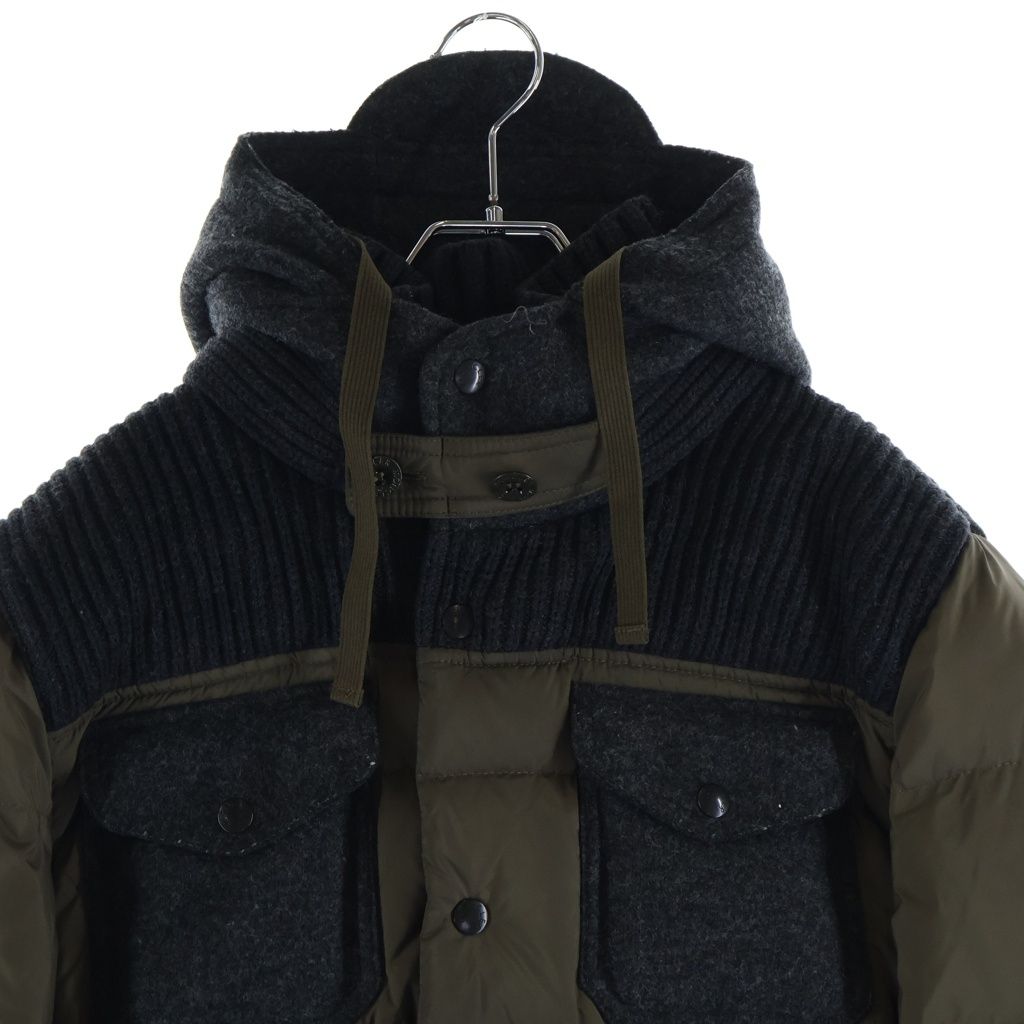 Moncler Leblond les Blanc Wool Switch Nylon Down Jacket Khaki — view 3