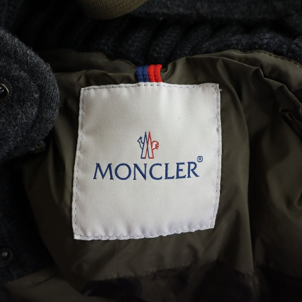 Moncler Leblond les Blanc Wool Switch Nylon Down Jacket Khaki — view 7