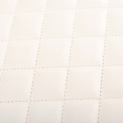 Chanel Cambon Line CC Logo Quilted Shoulder Bag White Black Lambskin Silver — view 8